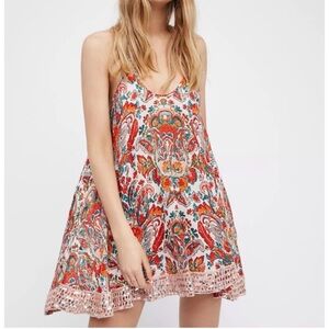 Free People One Paisley Sequin Shark Bite
Hem Boho Slip Dress, Size XS